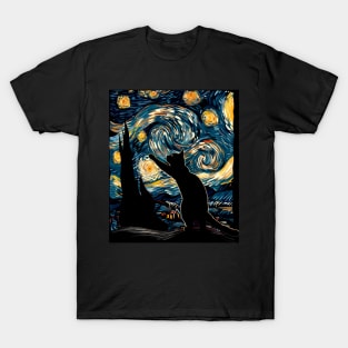 Cat Starry Night Adventure T-Shirt